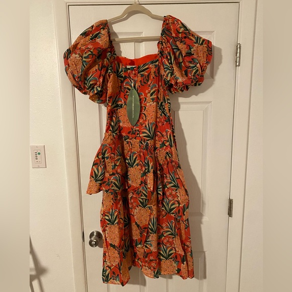 NWT Farm Rio Red Pineapple Bloom Cut Out Midi Dress, Size Medium - Picture 8 of 10